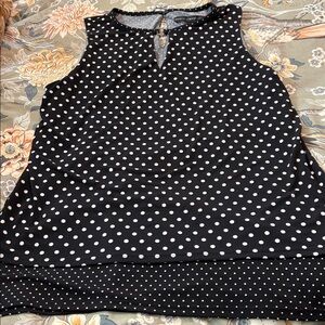 White House Black Market Black and White Polka Dot Top